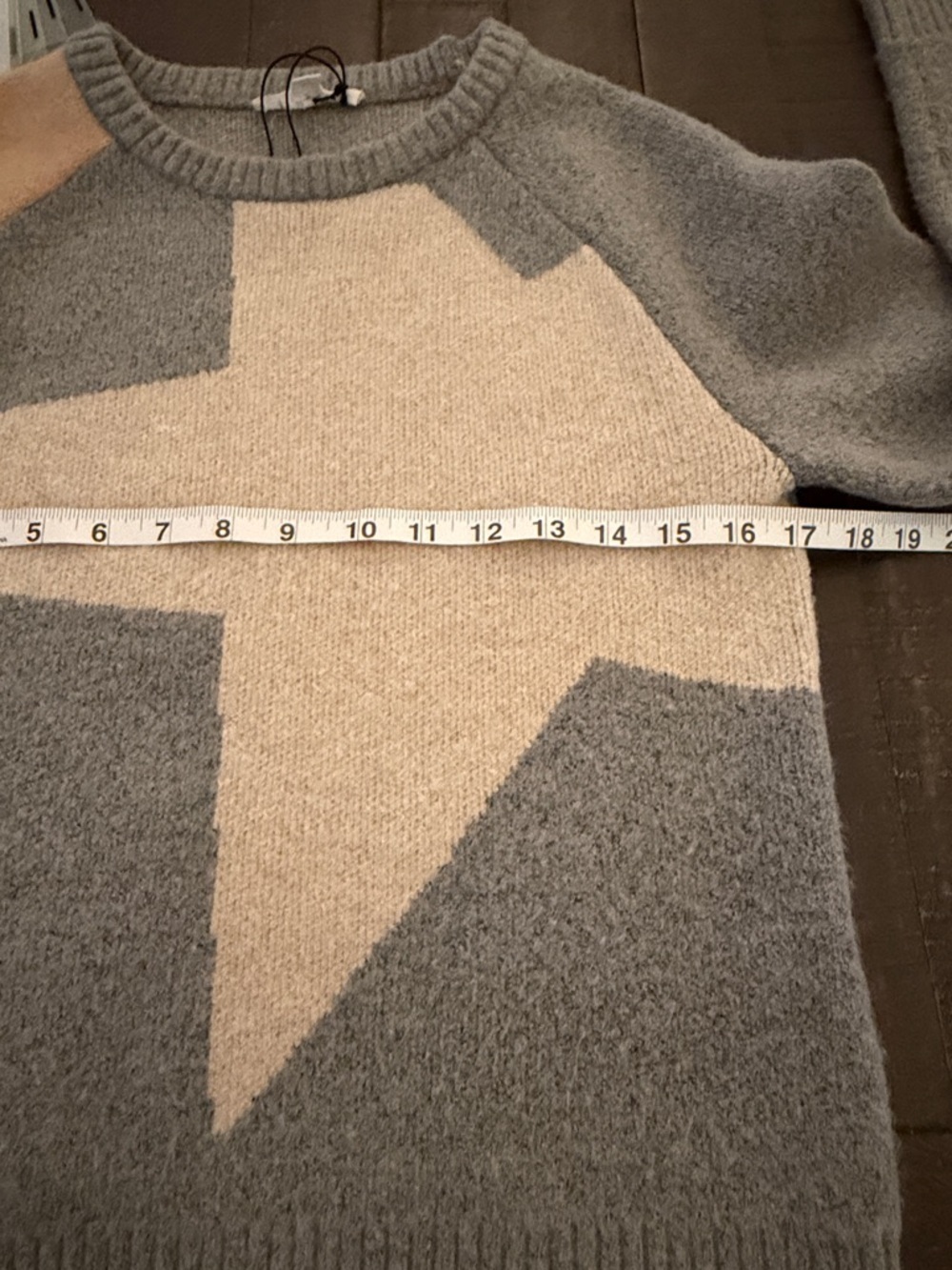 THML Beige Star Intarsia Crewneck Sweater with Gray Base - Picture 4 of 7